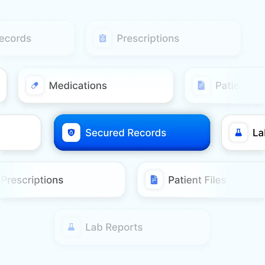 Illustrative graphic showing secure encrypted medical records