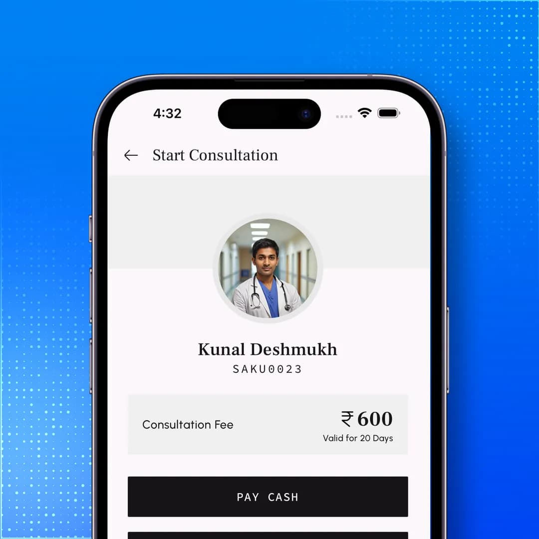 Appointment booking and consultation payment screen in the Second Aid app